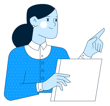 An illustration of an office worker looking at payroll data
